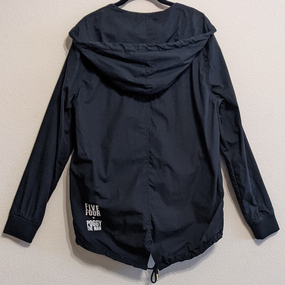 Five Four Poggy The Man Black Hooded Lightweight Parka Jacket Size Medium - Picture 5 of 8